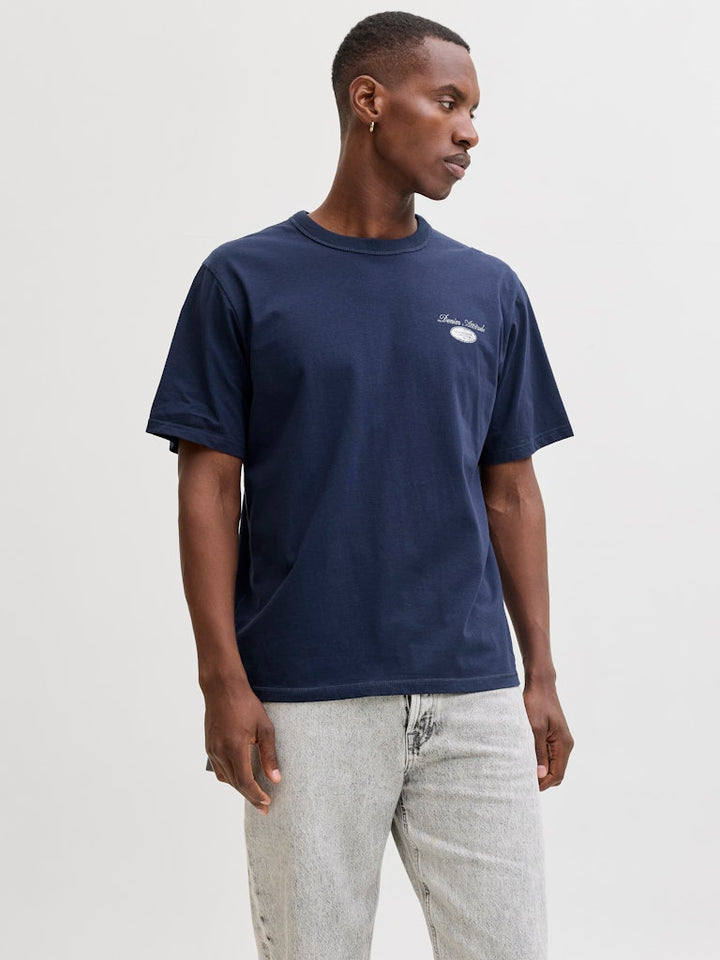 Jjedover Graphic Tee Ss Crew Neck - Navy