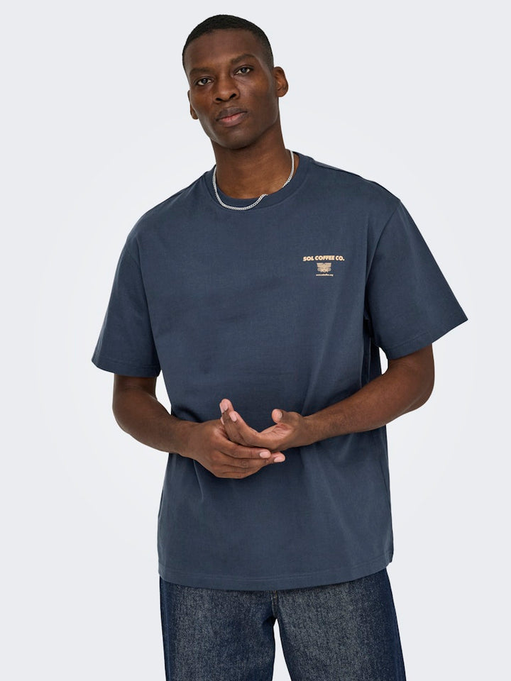Onsfred Life Foodie Rlx Ss Tee - Navy