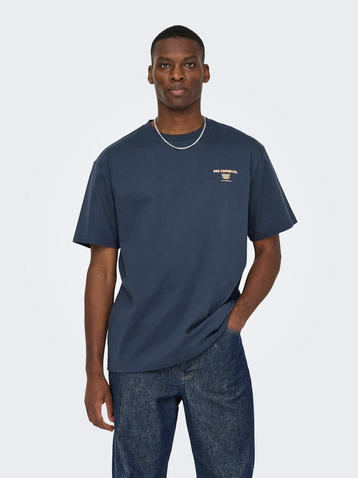 Onsfred Life Foodie Rlx Ss Tee - Navy