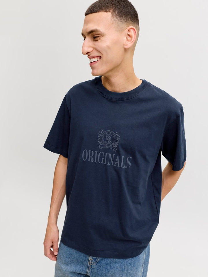 Jorfrederiksberg Monogram Tee Ss Cn Sn - Navy
