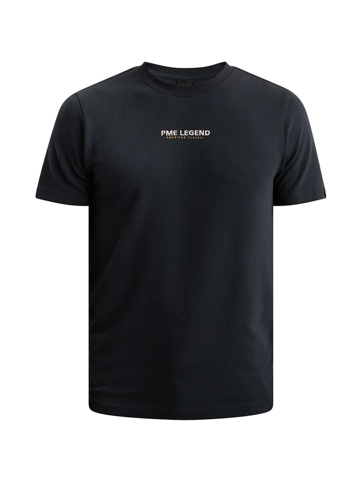 Short Sleeve R-neck Flat Waffle Je - Navy