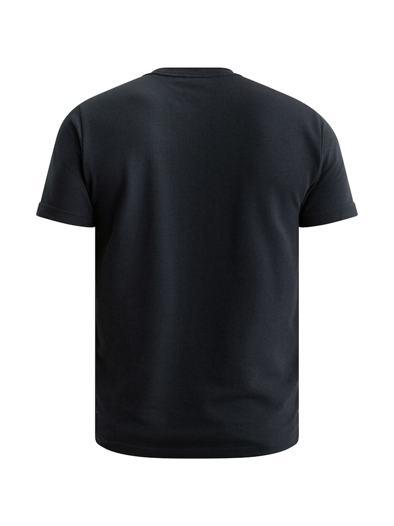 Short Sleeve R-neck Flat Waffle Je - Navy