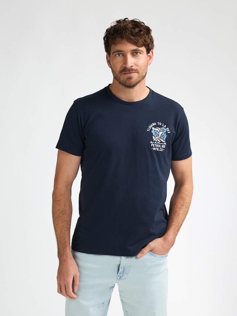 Men T-shirt Ss Classic Print - Navy