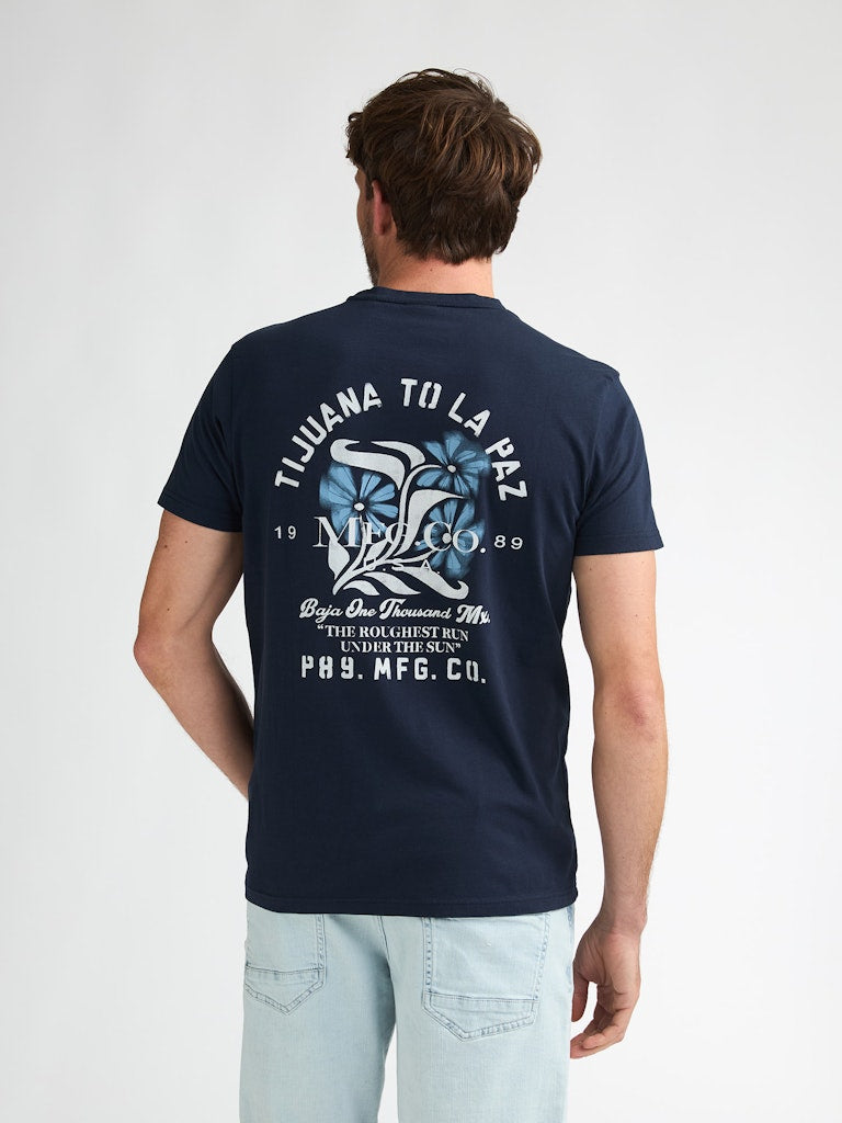 Men T-shirt Ss Classic Print - Navy