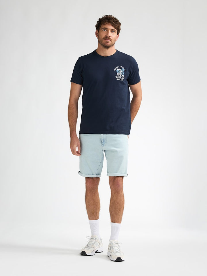 Men T-shirt Ss Classic Print - Navy