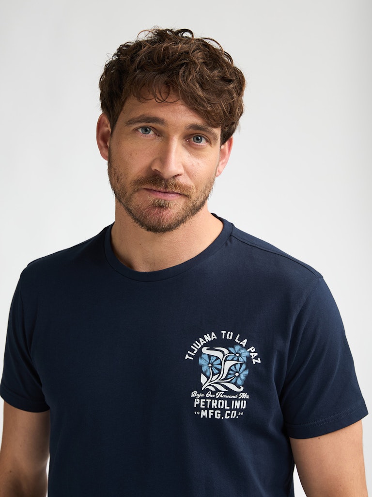 Men T-shirt Ss Classic Print - Navy