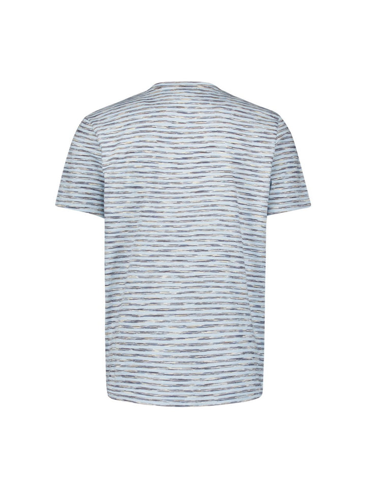 T-shirt Crewneck Multi Coloured Melange Stripes - Blauw Dessin