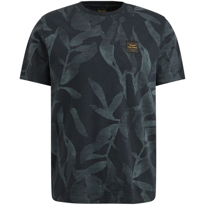 Short Sleeve R-neck Slub Jersey Ao - Blauw Dessin