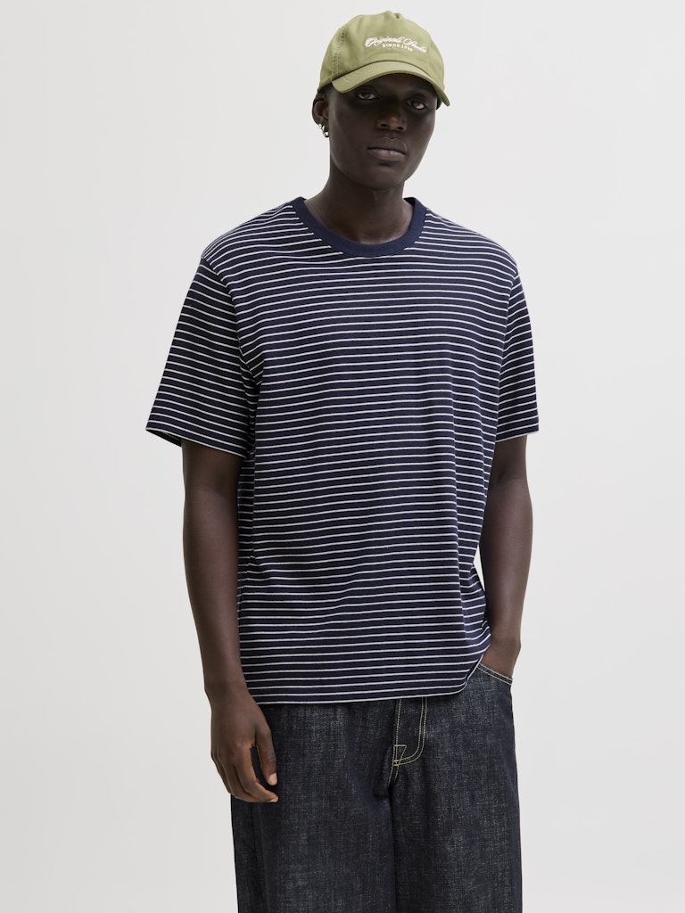 Jjedover Striped Tee Ss Crew Neck - Blauw Dessin