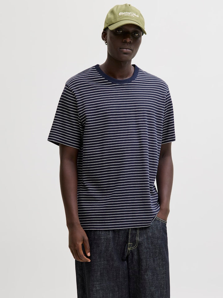 Jjedover Striped Tee Ss Crew Neck - Blauw Dessin
