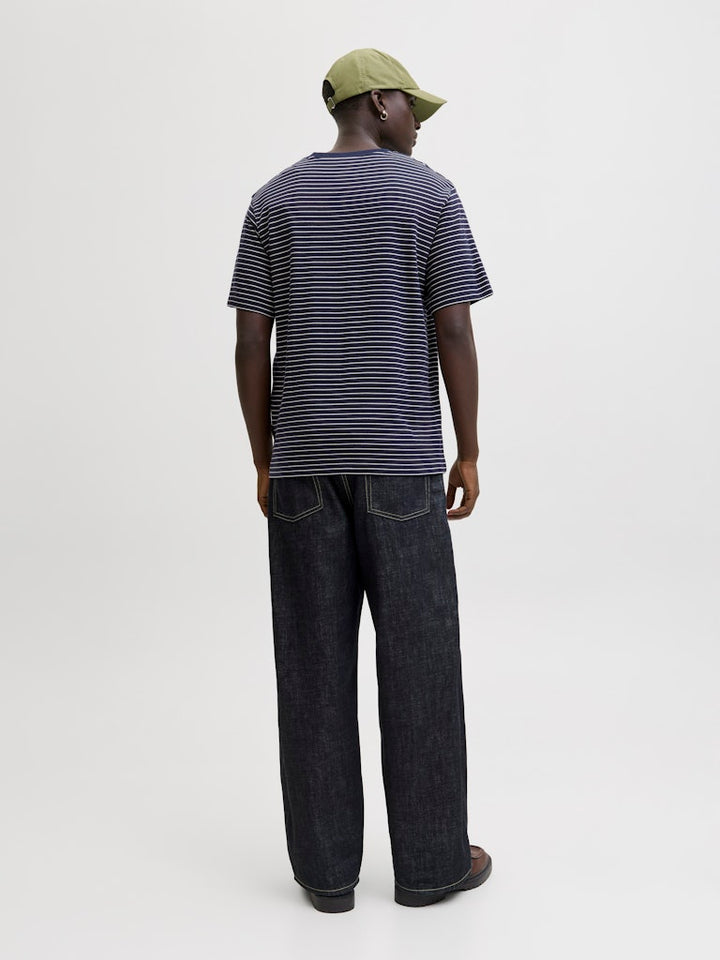 Jjedover Striped Tee Ss Crew Neck - Blauw Dessin