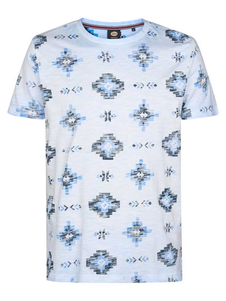 Men T-shirt Ss Classic Print - Blauw Dessin