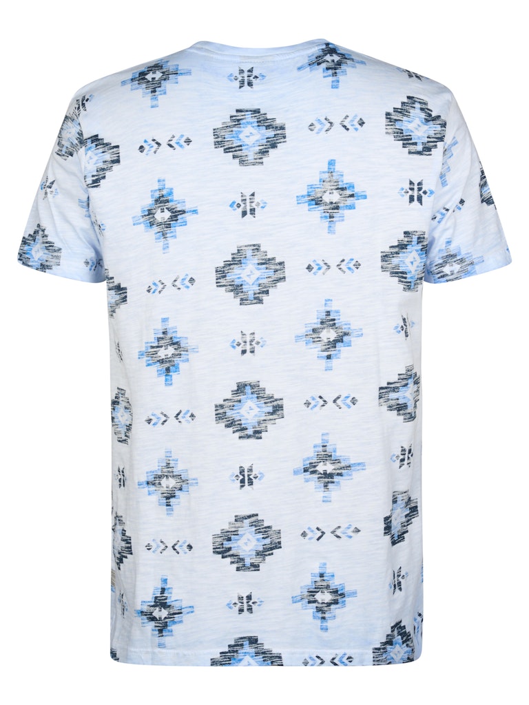 Men T-shirt Ss Classic Print - Blauw Dessin