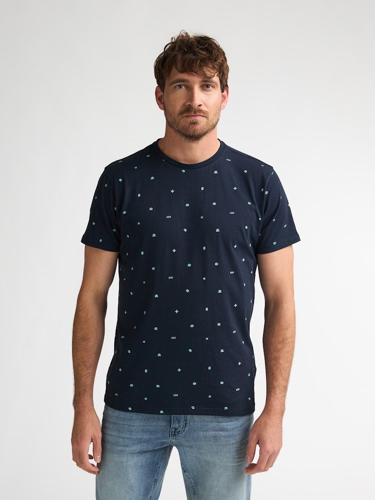 Men T-shirt Ss Aop - Blauw Dessin