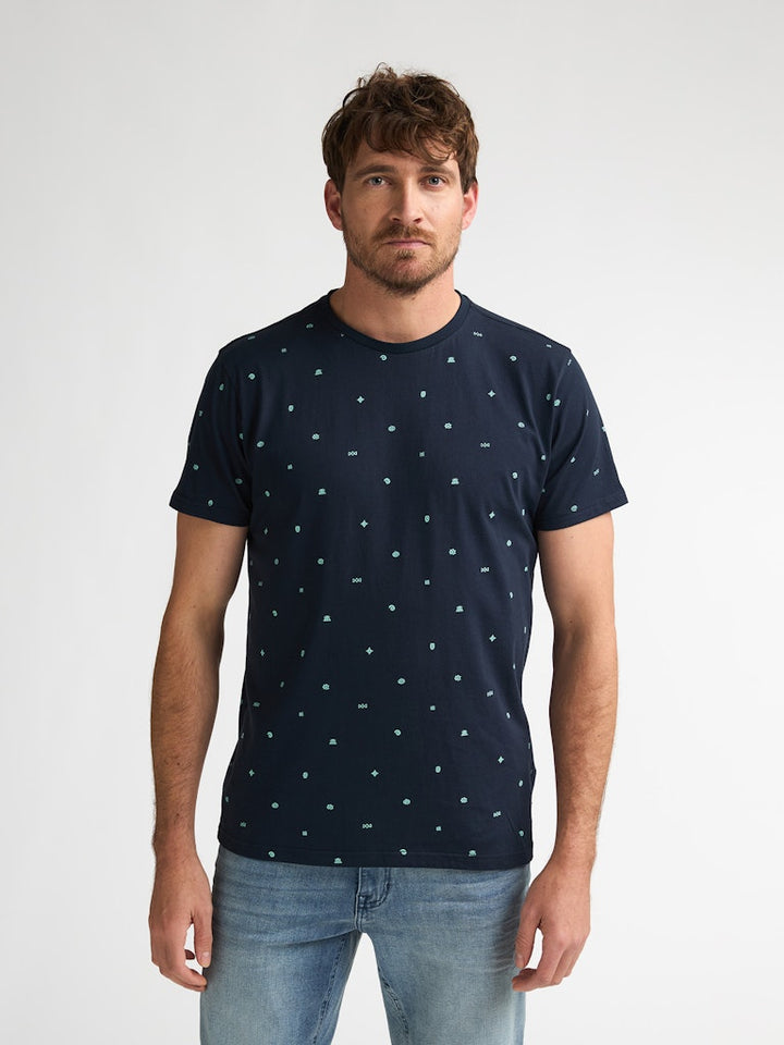 Men T-shirt Ss Aop - Blauw Dessin