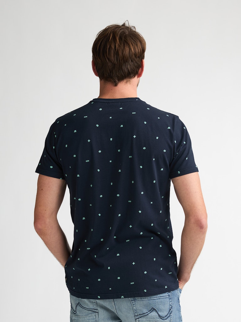 Men T-shirt Ss Aop - Blauw Dessin