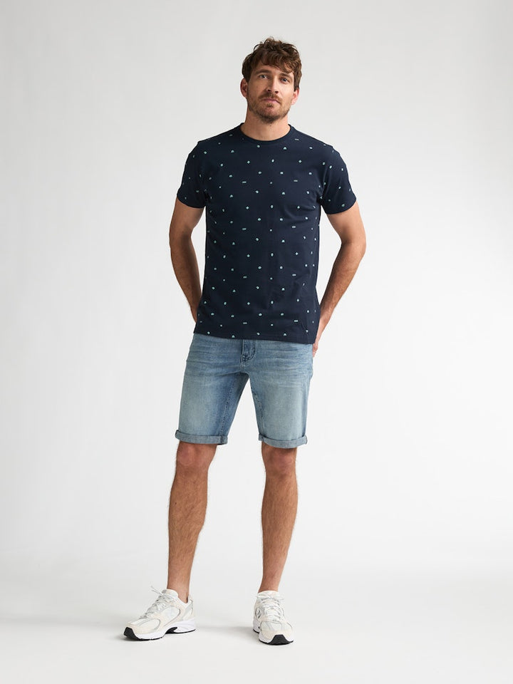 Men T-shirt Ss Aop - Blauw Dessin