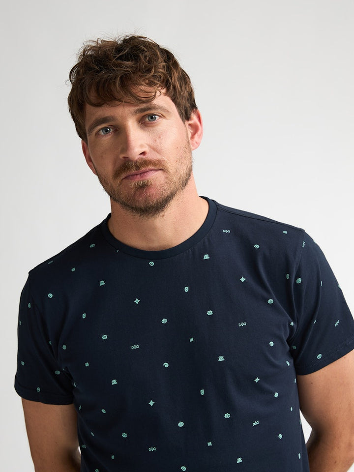 Men T-shirt Ss Aop - Blauw Dessin