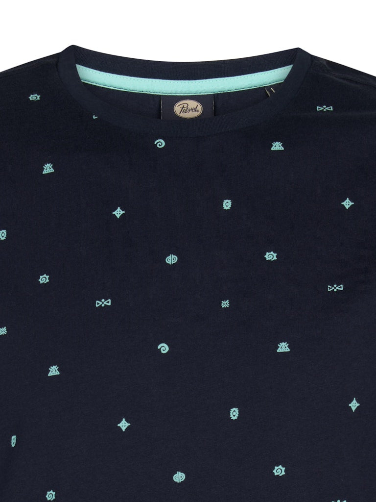 Men T-shirt Ss Aop - Blauw Dessin