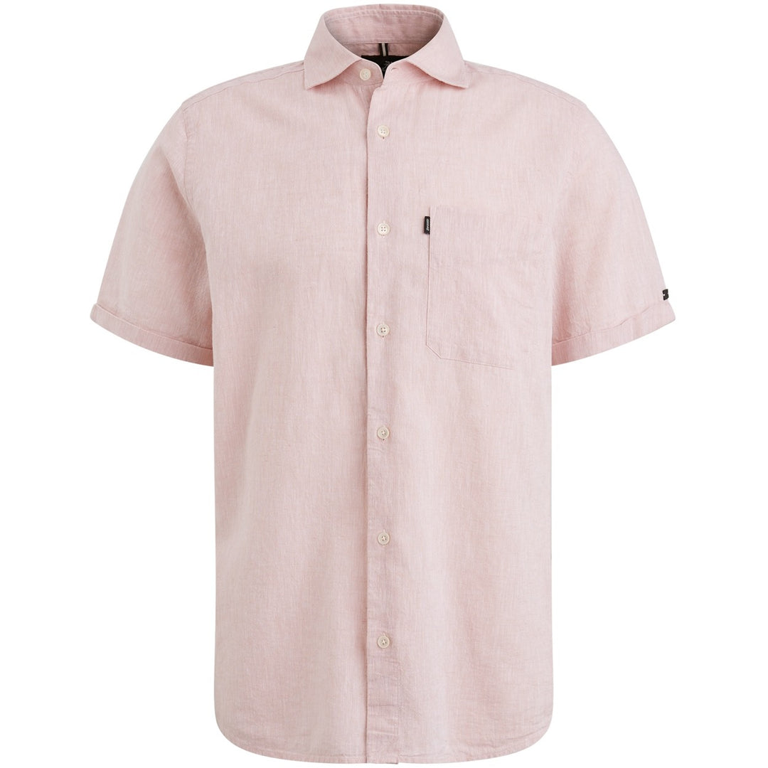 Short Sleeve Shirt Linen Cotton Bl - Roze