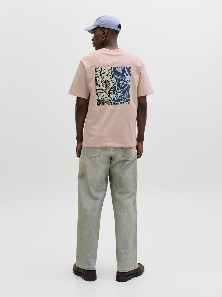 Jormontauk Aop Back Tee Ss Crew Neck Sn - Zalm/peach