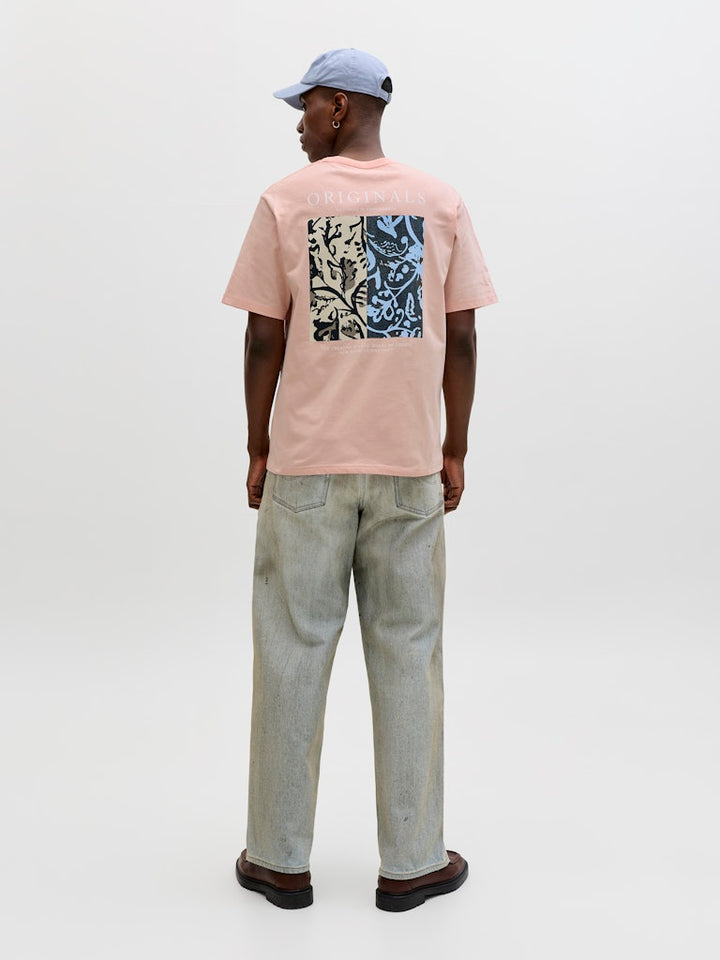 Jormontauk Aop Back Tee Ss Crew Neck Sn - Zalm/peach