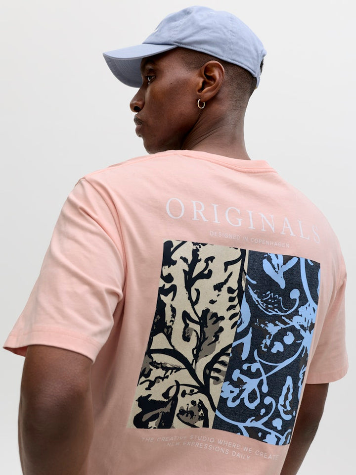 Jormontauk Aop Back Tee Ss Crew Neck Sn - Zalm/peach
