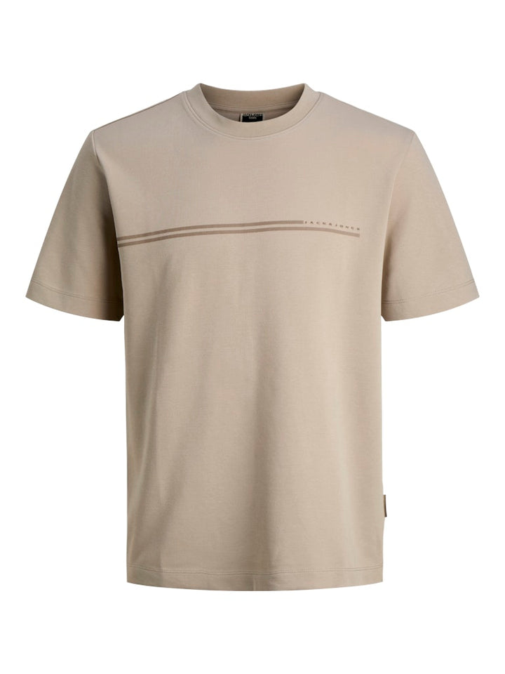 Jcofusion Chest Brand Tee Ss Crew Sn - Taupe