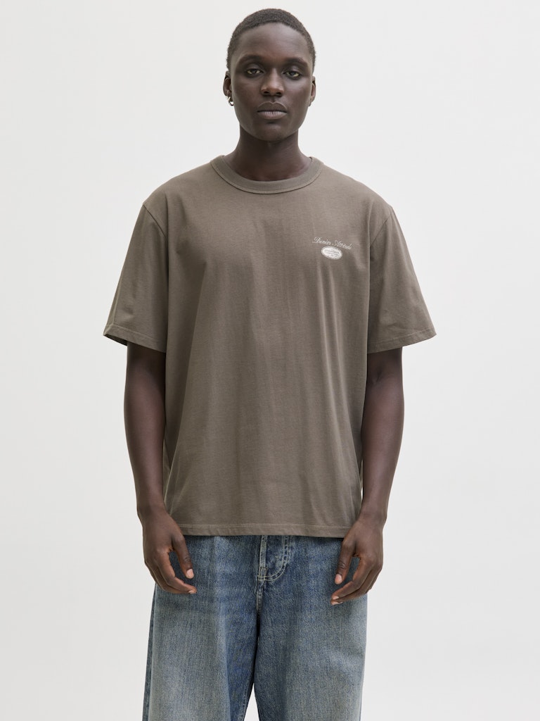 Jjedover Graphic Tee Ss Crew Neck - Taupe