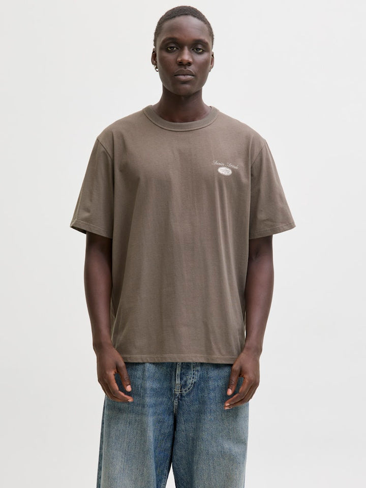 Jjedover Graphic Tee Ss Crew Neck - Taupe