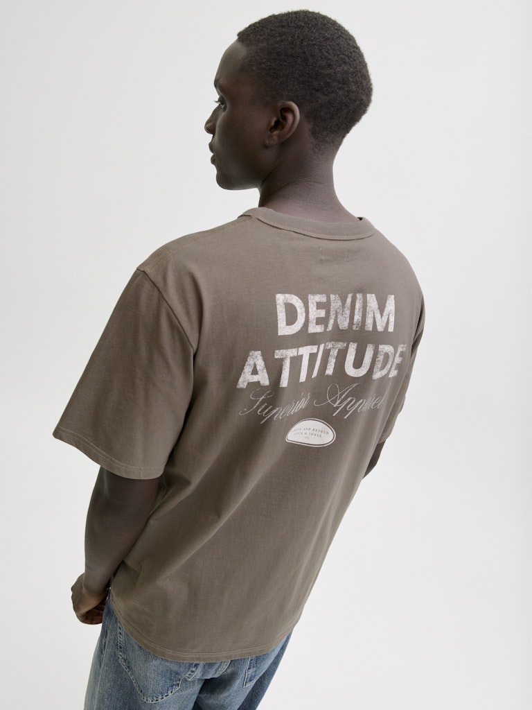 Jjedover Graphic Tee Ss Crew Neck - Taupe