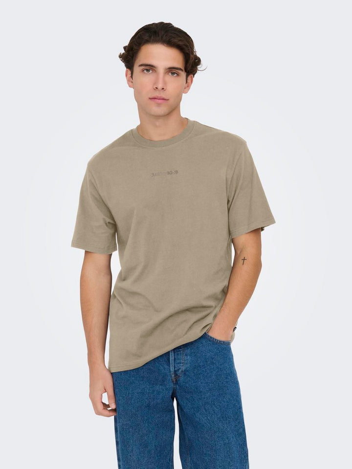 Onslevi Life Reg Text Ss Tee Noos - Taupe