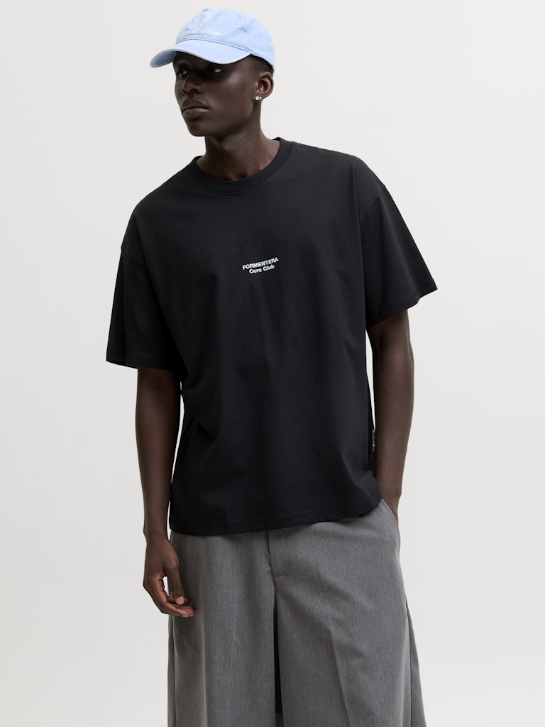 Jcosolana Checkered Back Tee Ss Crew - Zwart
