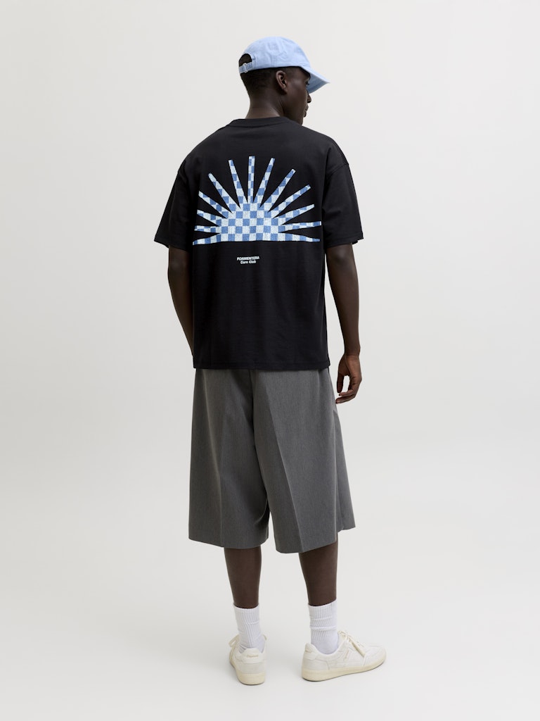 Jcosolana Checkered Back Tee Ss Crew - Zwart