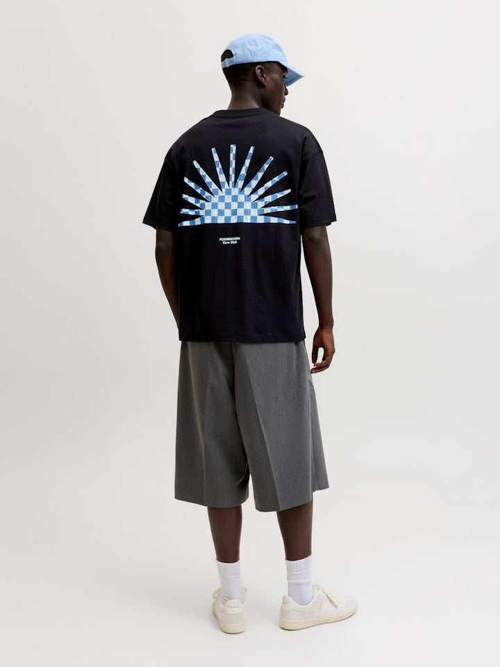 Jcosolana Checkered Back Tee Ss Crew - Zwart