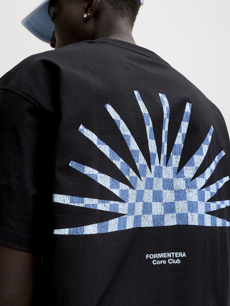 Jcosolana Checkered Back Tee Ss Crew - Zwart