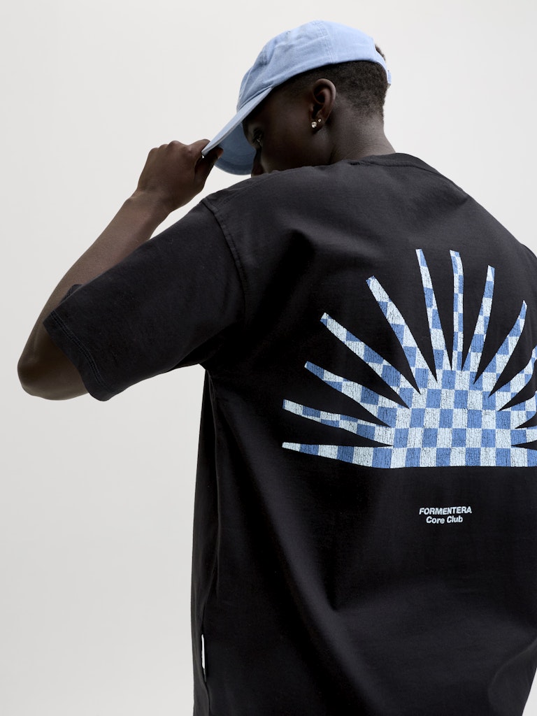 Jcosolana Checkered Back Tee Ss Crew - Zwart
