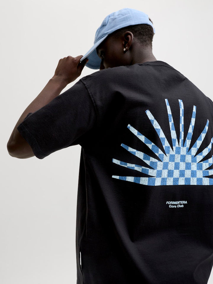 Jcosolana Checkered Back Tee Ss Crew - Zwart