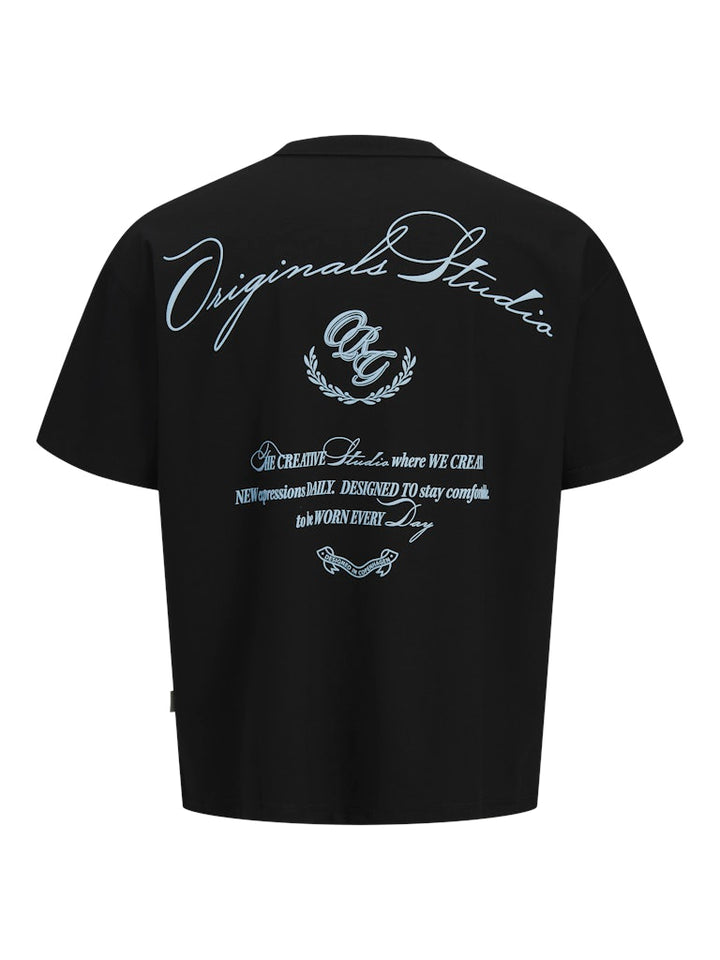 Jorsanremo Typo Tee Ss Crew Neck Ln - Zwart