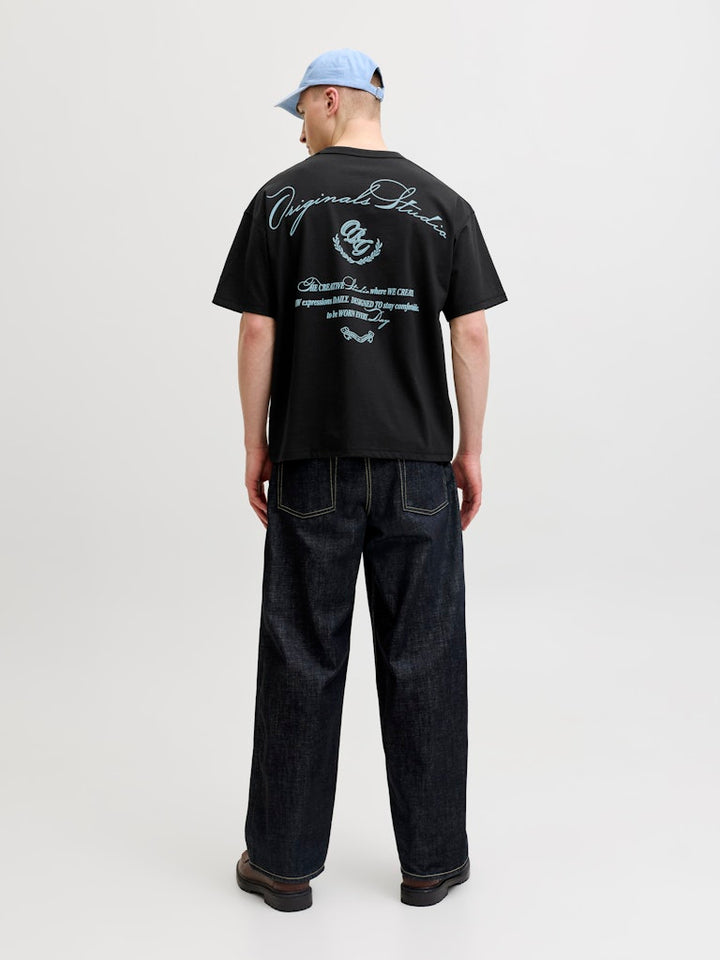 Jorsanremo Typo Tee Ss Crew Neck Ln - Zwart