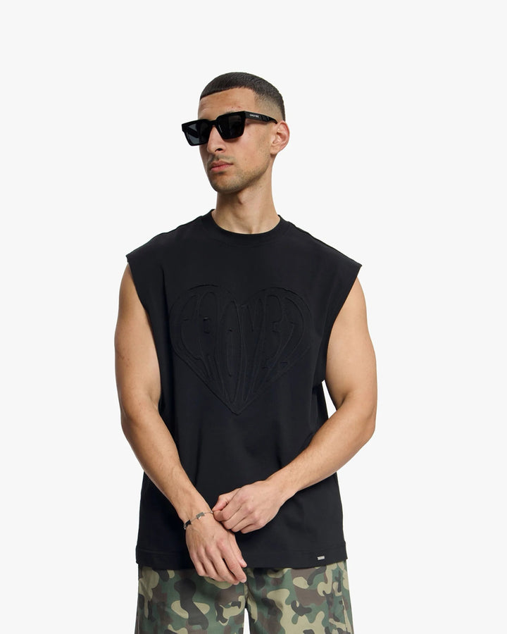 T-shirt Sleeveless Cutout - Zwart