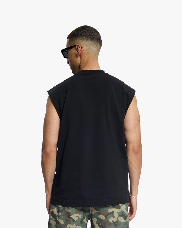 T-shirt Sleeveless Cutout - Zwart
