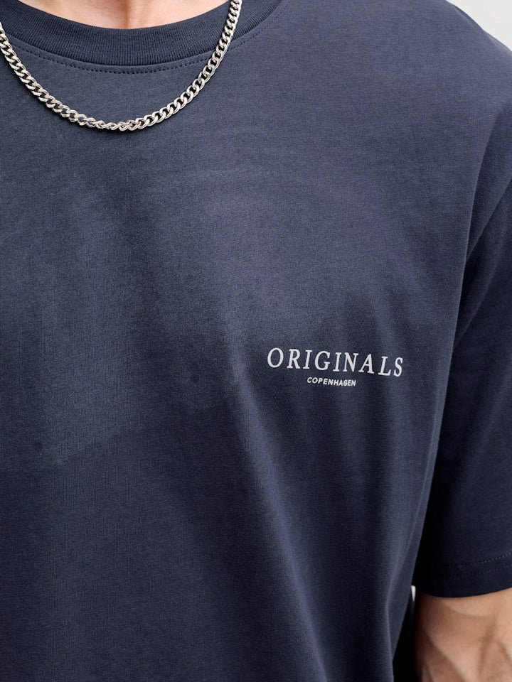 Jormontauk Aop Back Tee Ss Crew Neck Sn - Steel
