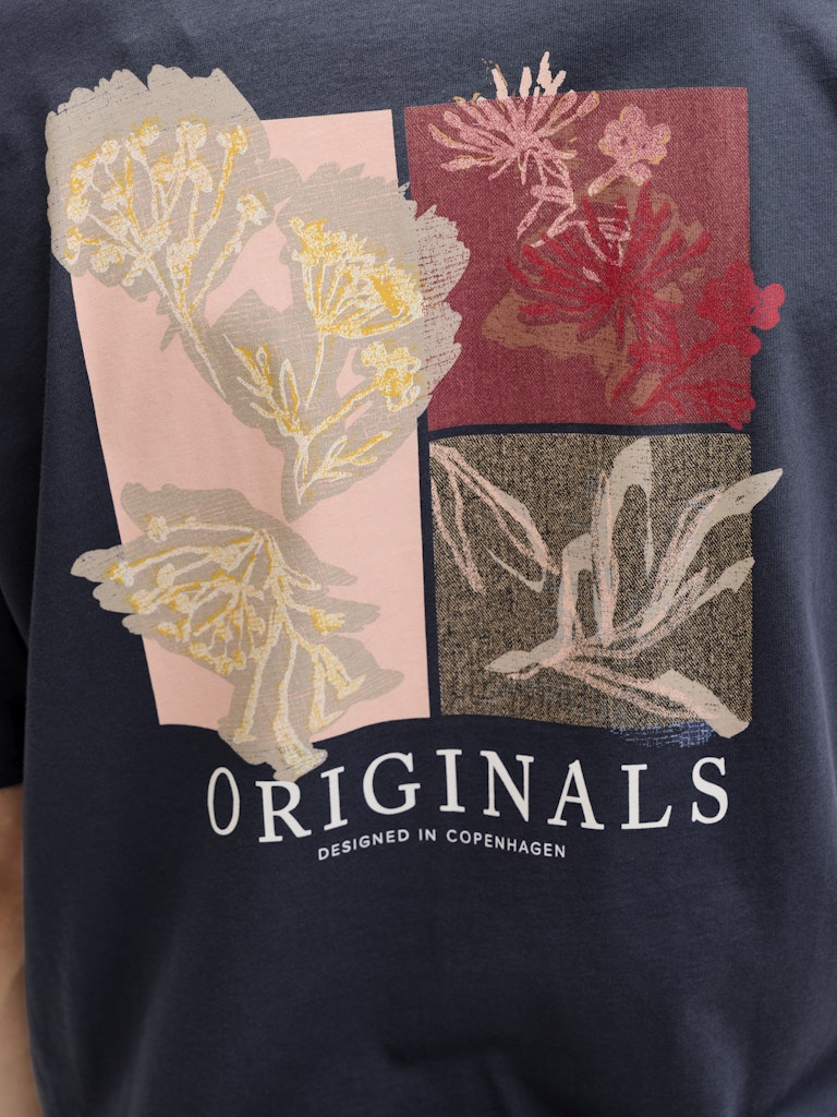 Jormontauk Aop Back Tee Ss Crew Neck Sn - Steel