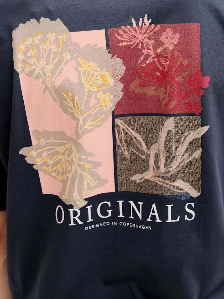Jormontauk Aop Back Tee Ss Crew Neck Sn - Steel