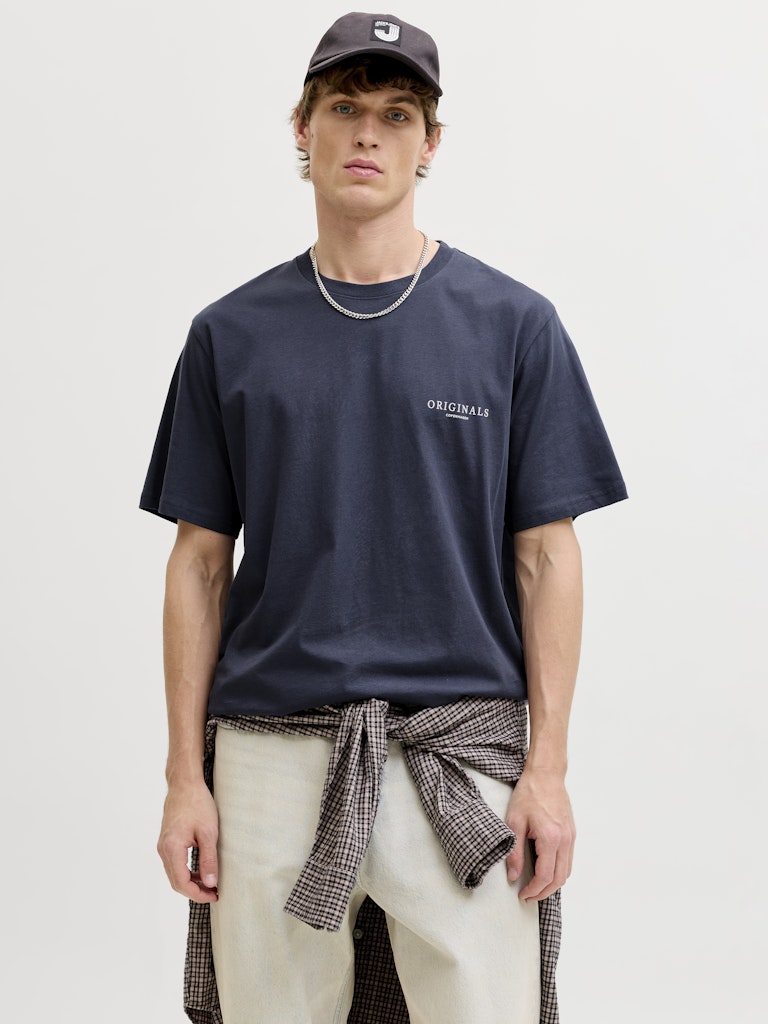 Jormontauk Aop Back Tee Ss Crew Neck Sn - Steel