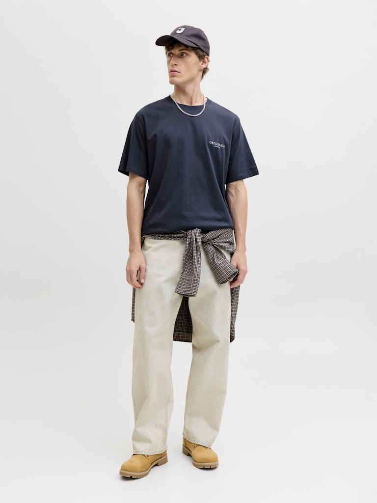 Jormontauk Aop Back Tee Ss Crew Neck Sn - Steel