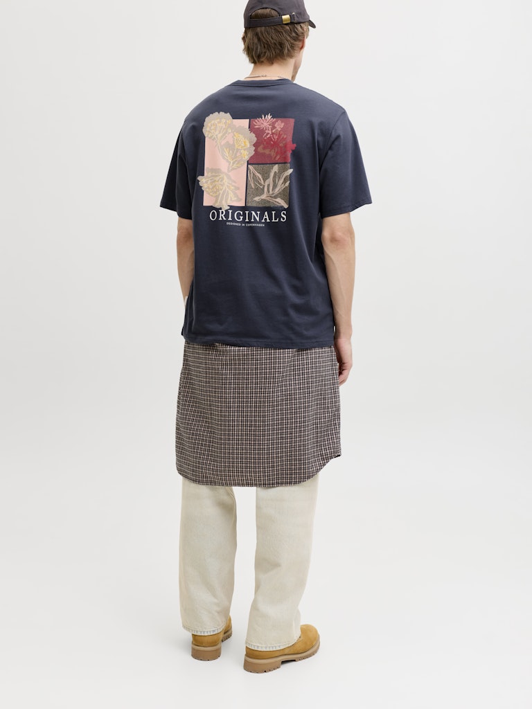 Jormontauk Aop Back Tee Ss Crew Neck Sn - Steel