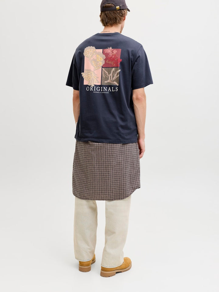 Jormontauk Aop Back Tee Ss Crew Neck Sn - Steel