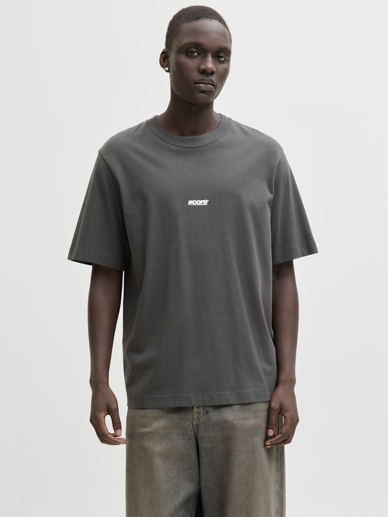 Jcoclub Back Text Prnt Tee Ss Crew Neck - Antraciet